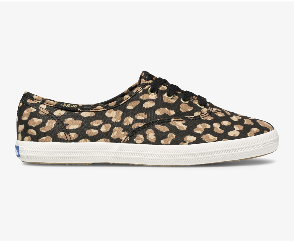 Keds Womens Sneakers Black/Leopard - Champion Animal - 714HKZBXQ